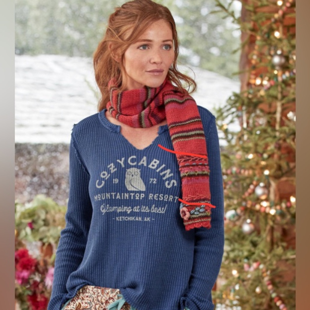 Sundance Cozy Cabin Thermal Tee Size Small P63